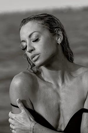 Liz at Scarborough Beach Windswept Ruins, Rhode Island