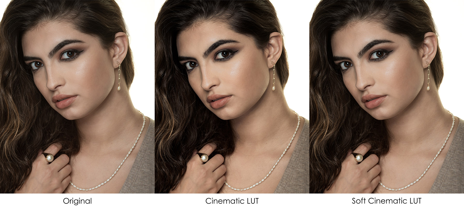 Original vs Cinematic LUT vs Soft LUT comparison