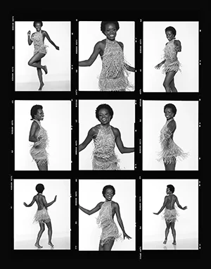 film contact sheet fringe dress dance bw