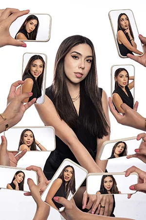 creative brand awareness portrait smartphone reflections